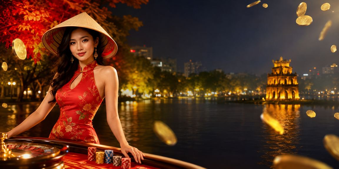 Màn hình slot game sáng rực với biểu tượng nón lá Việt Nam tại Hà Nội