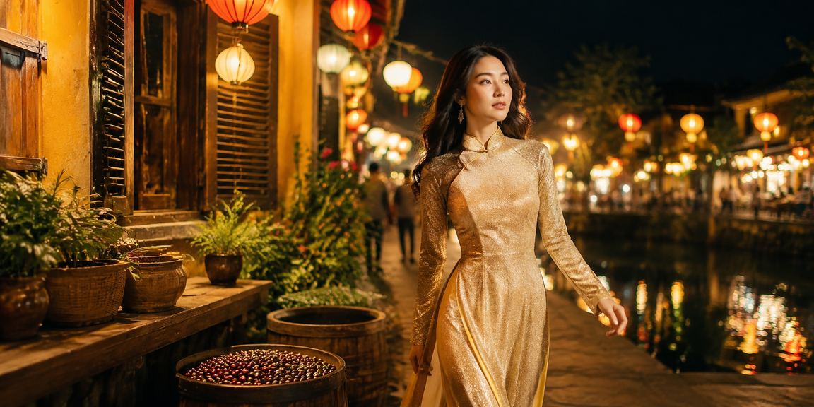 Người chơi baccarat trong không gian truyền thống Hội An mặc áo dài